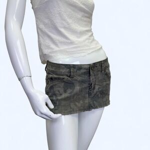 Y2K Arizona Jean Co Low Rise Camo Plaid Micro Mini Skirt